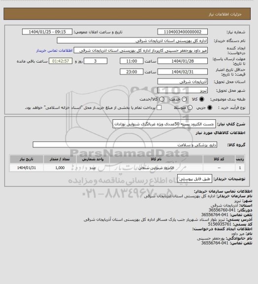 استعلام چست الکترود  بسته 50عددی ویژه غربالگری شنوایی نوزادان