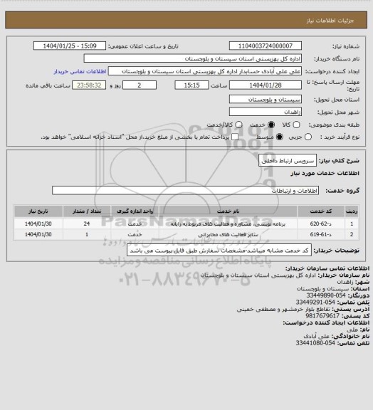 استعلام سرویس ارتباط داخلی