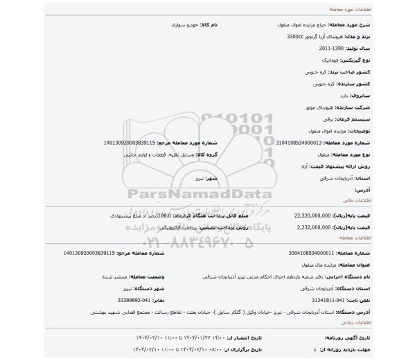 مزایده، مزایده اموال منقول