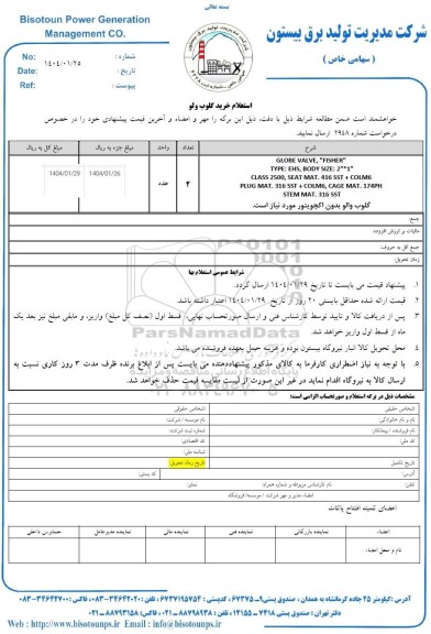 استعلام خرید گلوب ولو
