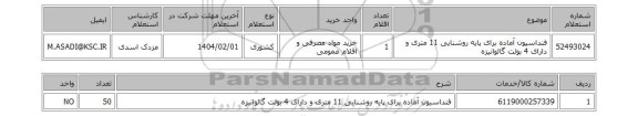 استعلام فنداسیون آماده برای پایه روشنایی 11 متری و دارای 4 بولت گالوانیزه