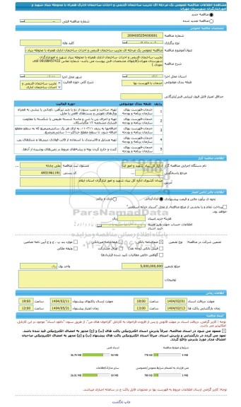 مناقصه، مناقصه عمومی یک مرحله ای تخریب ساختمان قدیمی و احداث ساختمان اداری همراه با محوطه بنیاد شهید و امورایثارگران شهرستان مهران