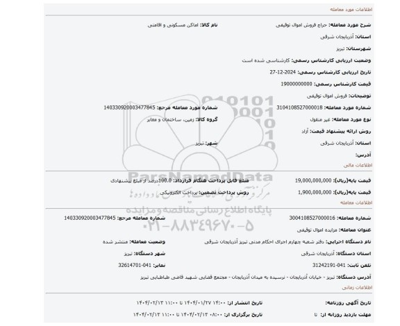 مزایده، فروش اموال توقیفی