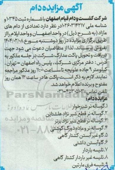 مزایده دام