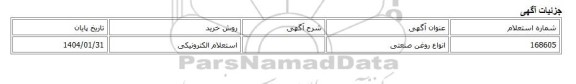 استعلام الکترونیکی، انواع روغن صنعتی