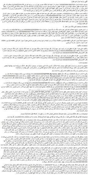 مزایده فروش ششدانگ یک باب مغازه پلاک ثبتی 76 فرعی از 683 اصلی مفروز و مجزی شده از 110 فرعی از اصلی