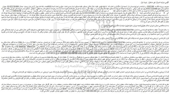 مزایده یک واحد آپارتمان