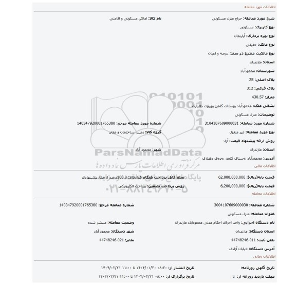 مزایده، منزل مسکونی