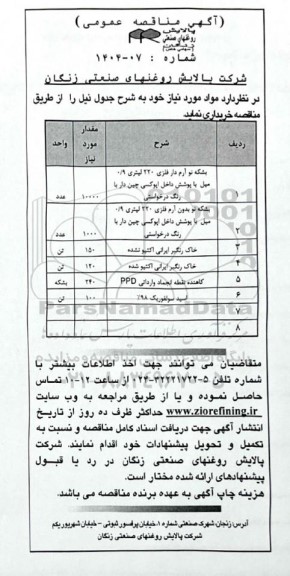 استعلام بشکه نو آرم دار فلزی و...