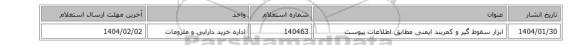 ابزار ‎سقوط گیر‏ و کمربند ایمنی مطابق اطلاعات پیوست