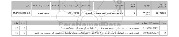 استعلام درب ضد حریق