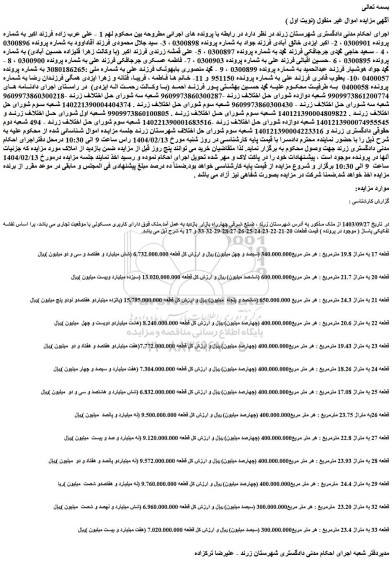 مزایده ملک قطعه 17 به متراژ 19.8 مترمربع