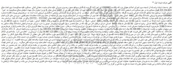 مزایده ششدانگ پلاک ثبتی 4462 اصلی