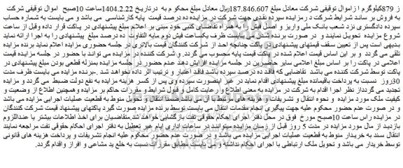 مزایده 879کیلوگرم از اموال توقیفی شرکت