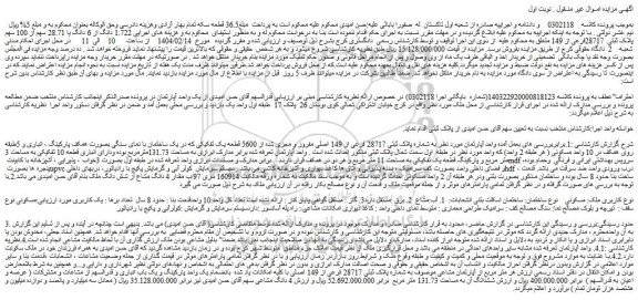 مزایده ملک 1.722 دانگ از 6 دانگ یا 28.71 سهم از 100 سهم پلاک ثبتی  28717فرعی از 149