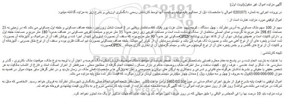 مزایده 25 سهم از 100 سهم ملک مسکونی