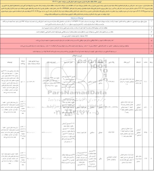 مزایده فروش املاک