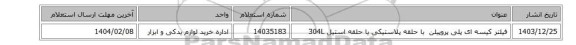 فیلتر ‎کیسه ای‏ ‎پلی پروپیلن‏ ‎ با حلقه پلاستیکی یا حلقه استیل 304L
