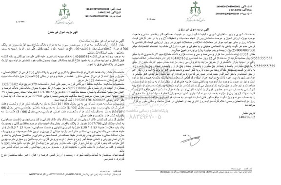 مزایده فروش یک قطعه نانوایی به مساحت 128 مترمربع