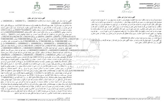 مزایده دو سهم مشاع از هفت سهم بک قطعه باغ