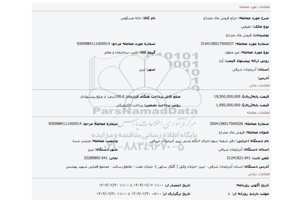 مزایده، فروش مال مشاع