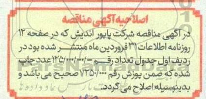 مناقصه خرید کالا، دستمزدهای ماشینکاری و تولید قطعات مصرفی ... اصلاحیه