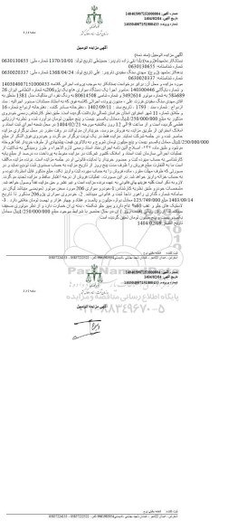 مزایده یک دستگاه سواری هاچ بک پژو 206