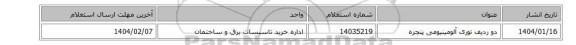 دو ردیف توری آلومینیومی پنجره