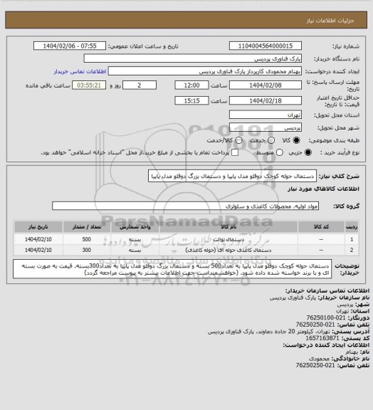 استعلام دستمال حوله کوچک دوقلو مدل پاپیا و دستمال بزرگ دوقلو مدل پاپیا
