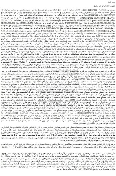 مزایده مغازه تجاری  به پلاک ثبتی مادر 2/9218