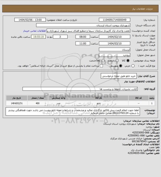استعلام خرید تابلو طبق نمونه درخواستی