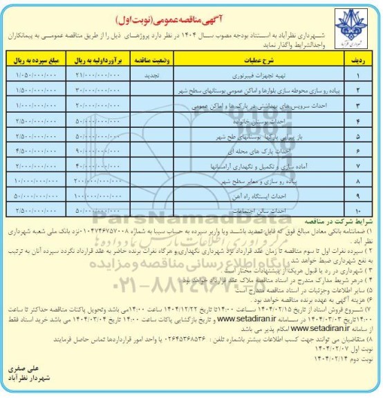 مناقصه تهیه تجهیزات فیبر نوری....