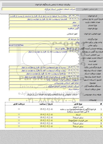 مناقصه, انجام امور خدماتی وپشتیبانی