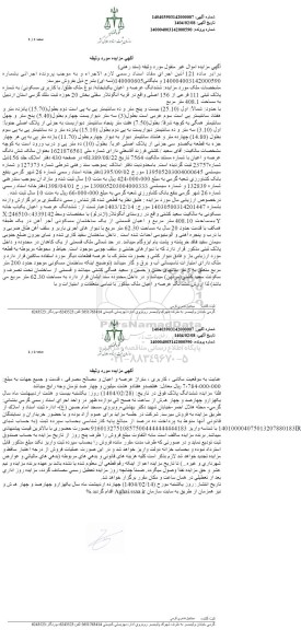 مزایده فروش یکبابخانه به مساحت 408.1 مترمربع