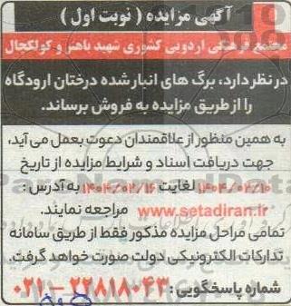 مزایده فروش برگ های انبار شده درختان اردوگاه 