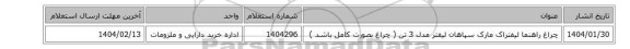 چراغ ‎راهنما ‏لیفتراک مارک سپاهان لیفتر مدل 3 تن ( چراغ بصورت  کامل باشد )