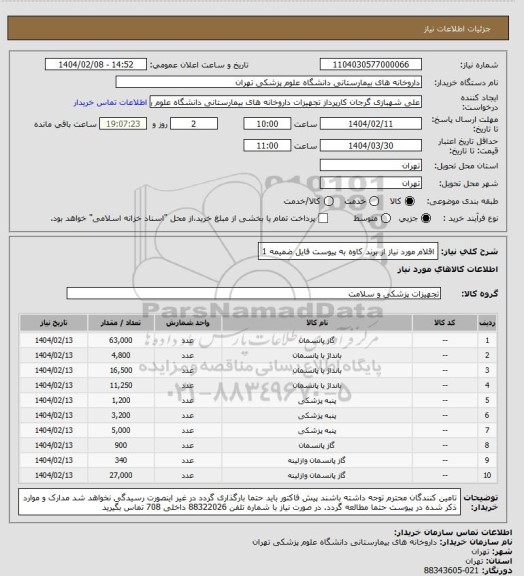 استعلام اقلام مورد نیاز از برند کاوه به پیوست فایل ضمیمه 1