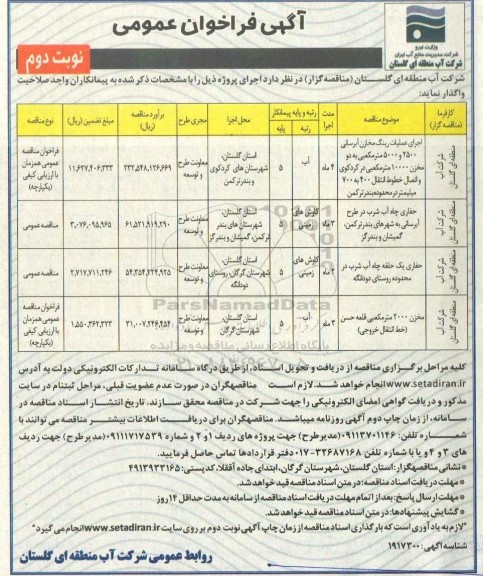 فراخوان عمومی اجرای عملیات رینگ مخازن...نوبت دوم 