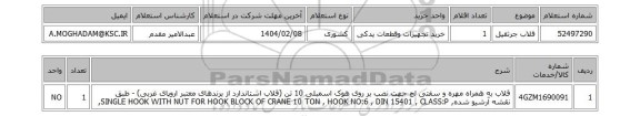 استعلام قلاب جرثقیل
