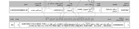 استعلام سیکلو درایو هوک جرثقیل