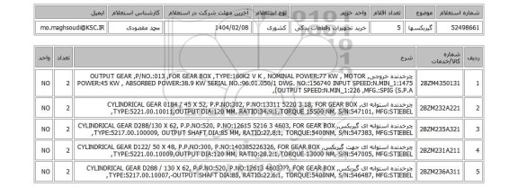 استعلام گیربکسها