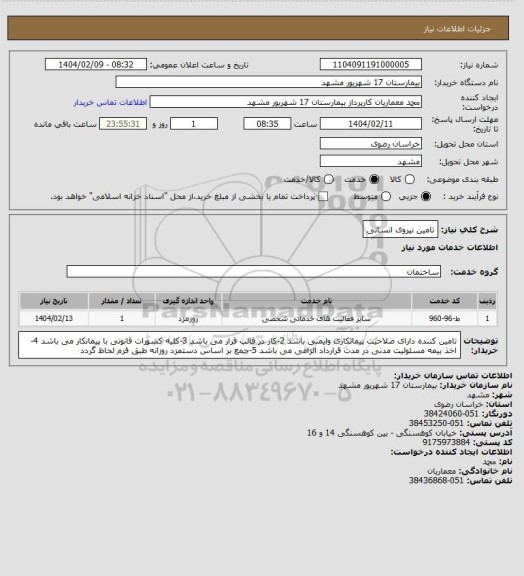استعلام تامین نیروی انسانی