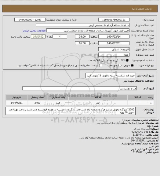 استعلام خرید قند شکسته بسته نایلونی 5 کیلویی آیتن
