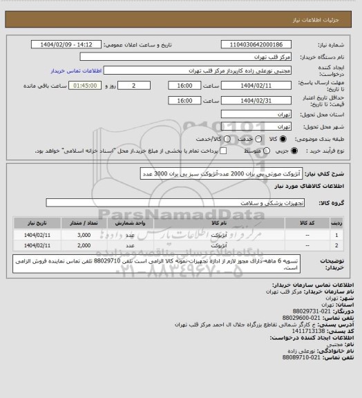 استعلام آنژیوکت صورتی بی بران 2000 عدد-آنژیوکت سبز بی بران 3000 عدد