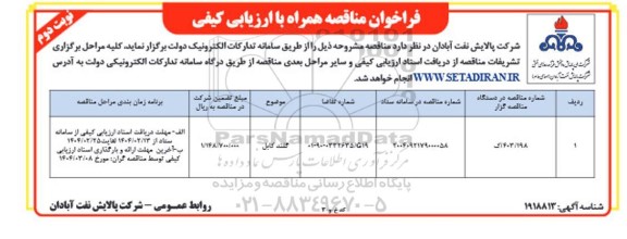 فراخوان مناقصه گلند کابل- نوبت دوم