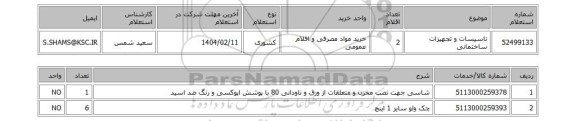 استعلام تاسیسات و تجهیزات ساختمانی
