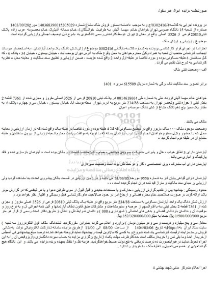 مزایده شش دانگ یک واحد آپارتمان