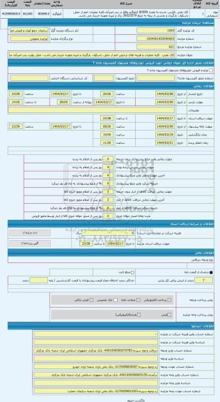 مزایده ، کک نفتی- کلیه عملیات و هزینه های ترخیص اعم از حمل، باسکول، بارگیری و غیره بعهده خریدار می باشد.- محل روئیت بندر امیرآب