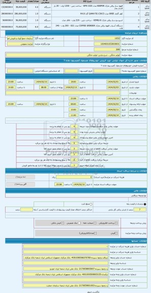 مزایده ، لوازم خانگی