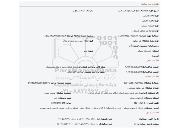مزایده، غیر منقول مشاعی